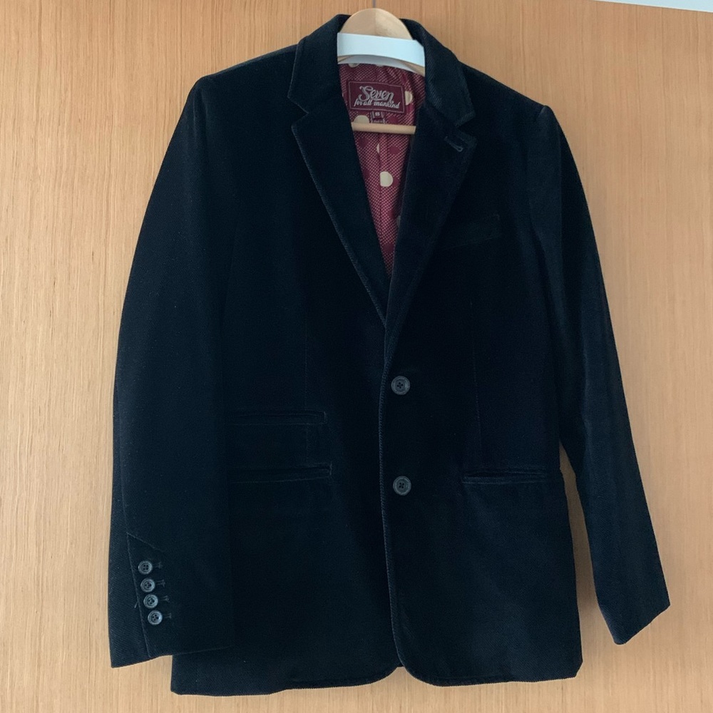 SFAM Black Textured Velvet Jacket w/ Silk Lining S